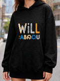 Women's Hoodie Will Colorful Animal Pattern Block Letters Hoodie