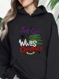 Women's Hoodie Just Girl Wives Christmas Festive Pine Tree With Holiday Lettering