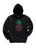 Men's Hoodie Bold Graphic Pink Elements With Tropical Artistic Pineapple