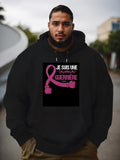 Men's Hoodie Pink Ribbon With Boxing Gloves And Inspirational Warrior Graphic