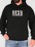 Men's Hoodie Hacker Freelance Cybersecurity Tester Bold Letters Centered Black Hoodie