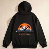 Men's Hoodie Orange Sunset Over Snowy Mountains With Crossed Axes Hoodie
