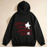 Men's Hoodie Dont Doubt Yourself Confident With Bold Red Lettering Star