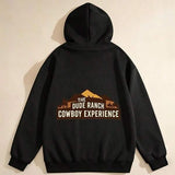 Men's Hoodie Mountain Sunset Silhouettes With Horses At Dude Ranch Cowboy Experience