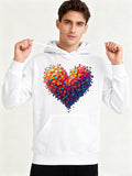 Men's Hoodie Vivid Multicolored Paint Splashes Forming A Radiant Heart Shape