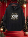 Men's Hoodie Vintage Style Lettering With Decorative Accents Celebrating Travel Croatia