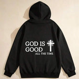 Men's Hoodie God Is Good All The Time With Radiant Shining Cross Emblem Hoodie