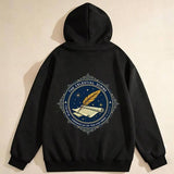 Men's Hoodie Celestial Feather Pen With Shining Stars And Open Book Night Sky