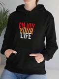 Men's Hoodie Enjoy Your Life Vibrant Bold Letters Funky Graphic Statement Hoodie