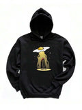 Men's Hoodie Golden Egg Yolk With Dripping Liquid Over Black Hoodie