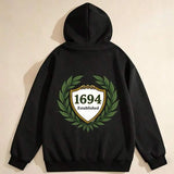 Men's Hoodie Golden Laurel Wreath Frame With Historical Number And Badge Hoodie