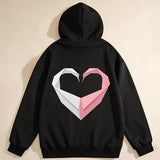 Men's Hoodie Origami Inspired Pink And White Folded Heart Design Heart