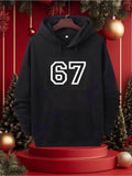 Men's Hoodie Sporty Bold White Number Print Hoodie