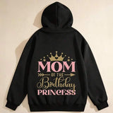 Men's Hoodie Mom Of The Birthday Princess With Golden Crown Sparkles And Elegant Script Lettering Hoodie