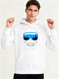 Men's Hoodie Snowy Landscape Reflections In Blue Sunglasses On Skull