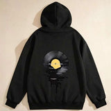 Men's Hoodie Yellow Sunrise Reflected On Vinyl Record Water Surface