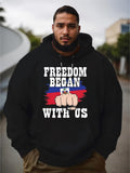 Men's Hoodie Freedom Began With Us Bold Raised Fist With Red Blue Brushstrokes