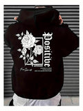 Men's Hoodie Positive Attitude With Blooming Roses Among Elegant Leaves Hoodie