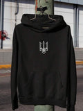 Men's Hoodie Geometric Minimal Line Art With Ornamental Patterns Centered Emblem Design Hoodie