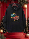 Men's Hoodie Chalkboard Math Equation With Festive Holiday Turkey