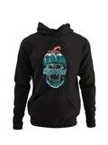 Men's Hoodie Halloween Teeth With Green Skull Among Blood Splatter Hooded Skull