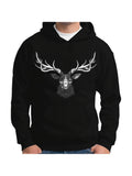 Men's Hoodie Handdrawn Tribal Patterned Antlers With Forest Animal Head Stag