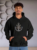 Men's Hoodie Intricate Metallic Texture With Chains And Rope Anchor