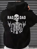 Men's Hoodie Rad Dad Grinning Skeleton With Raised Hands In Black Hoodie