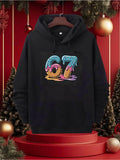 Men's Hoodie Colorful Melting Dripping Numbers Under Festive Christmas Decorations Hoodie