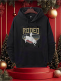 Men's Hoodie Rodeo Sunset Stripes With Galloping White Horse