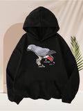 Men's Hoodie Gray Parrot Perched Calmly Among Lush Greenery Parrot