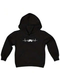 Men's Hoodie White Electrocardiogram Lines With Bold Text Centered Heartbeat