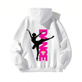Men's Hoodie Pink Modern Typography With Dancing Silhouette Ballerina Girl