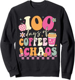 Men's Hoodie 100 Days Of Coffee And Sweet Chaos With Playful Decorative Flowers Cup