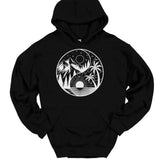 Men's Hoodie Night Scene With Palm Trees Sun Mountains Circular Beach