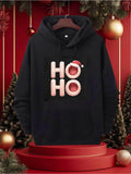 Men's Hoodie Ho Ho Festive Lettering With Playful Santa Hat Christmas Hoodie