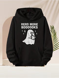 Men's Hoodie Read More Booooks With Sparkling Stars And Cute Smiling Ghost