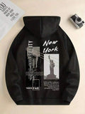 Men's Hoodie New York Statue Of Liberty Silhouette With Graphic Details And Modern Typography Hoodie