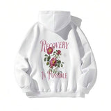 Men's Hoodie Recovery Is Possible With Painted Roses Blooming In Spring Light Flower