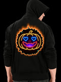 Men's Hoodie Glowing Neon Hearts And Smiling Face Halloween Pumpkin