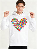 Men's Hoodie Colorful Polka Dot Pattern Forming Bright Multicolored Heart Shape