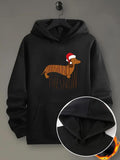 Men's Hoodie Cute Christmas Hat With Playful Brown Sausage Dog Hoodie