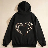 Men's Hoodie Fragmented Animal Print Heart Surrounded By Broken Pattern Shapes