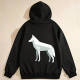 Men's Hoodie Minimal Geometric Design With Soft Edges Graceful Wolf