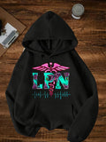Men's Hoodie Neon Medical Symbols With Heartbeat Pattern LPN Hoodie