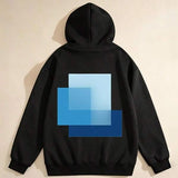 Men's Hoodie Ocean Breeze Abstract Blue Overlapping Squares Hoodie