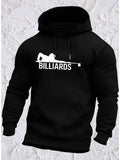 Men's Hoodie Billiards White Silhouette And Pool Cue With Player Under Logo Billiards