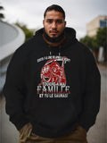 Men's Hoodie Hooded Figure With Red Cloak Standing Fiercely Among Shadows
