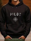 Men's Hoodie Pilot With Detailed Compass Graphic Centered On Hoodie