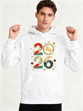 Men's Hoodie Colorful Festive Decorative Digits With Zodiac Deer 2026